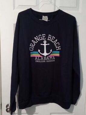 Navy Orange Beach Alabama Anchor Crewneck Sweatshirt